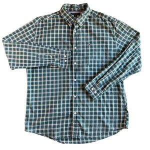 Tommy Hilfiger Men's XL Green Plaid Long Sleeve Button Down Shirt
